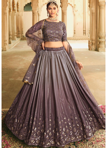 Amaze Thread Embroidered Work Shaded Dusty Purple Lehenga Choli